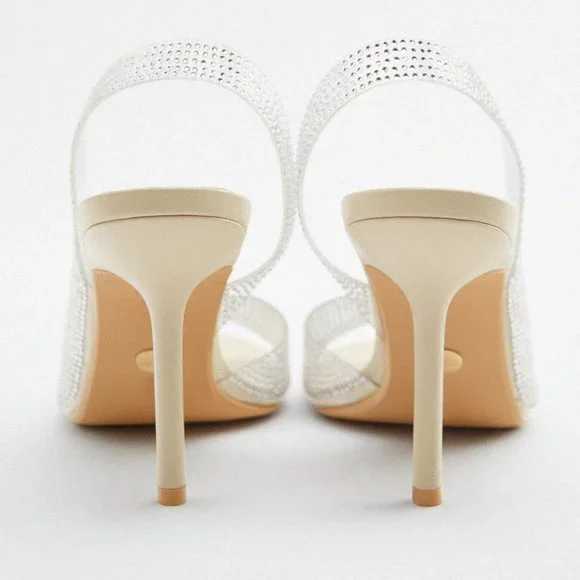 BLOGGER'S FAVE! Zara Rhinestone Heeled Sandals NWT - Picture 11 of 11